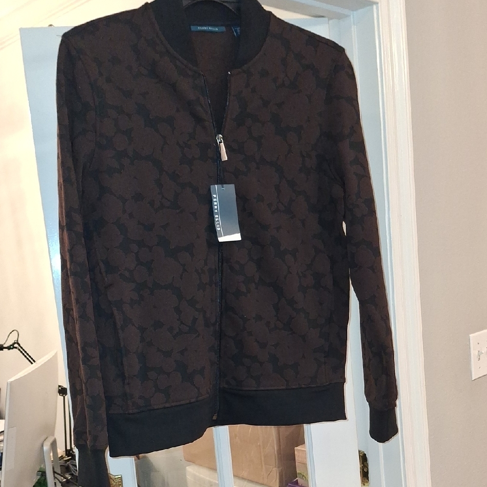 Perry Ellis Dark Floral Bomber Jacket